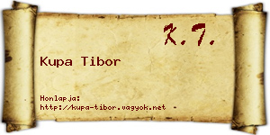 Kupa Tibor névjegykártya